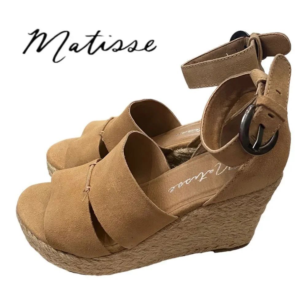 MATISSE Cha Cha Espadrille Natural Wedge Sandals NEW 10